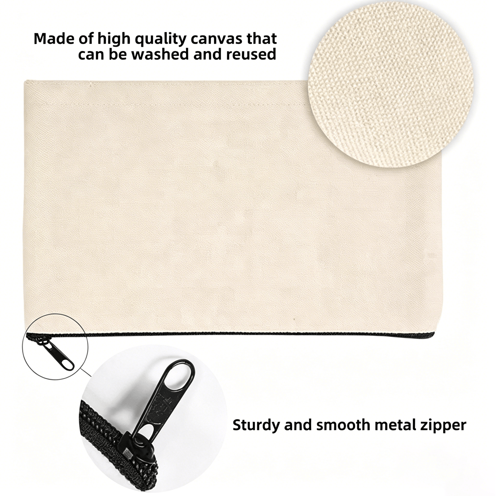 Canvas Pencil Case — Minimalist Flat Pen Pouch (3)